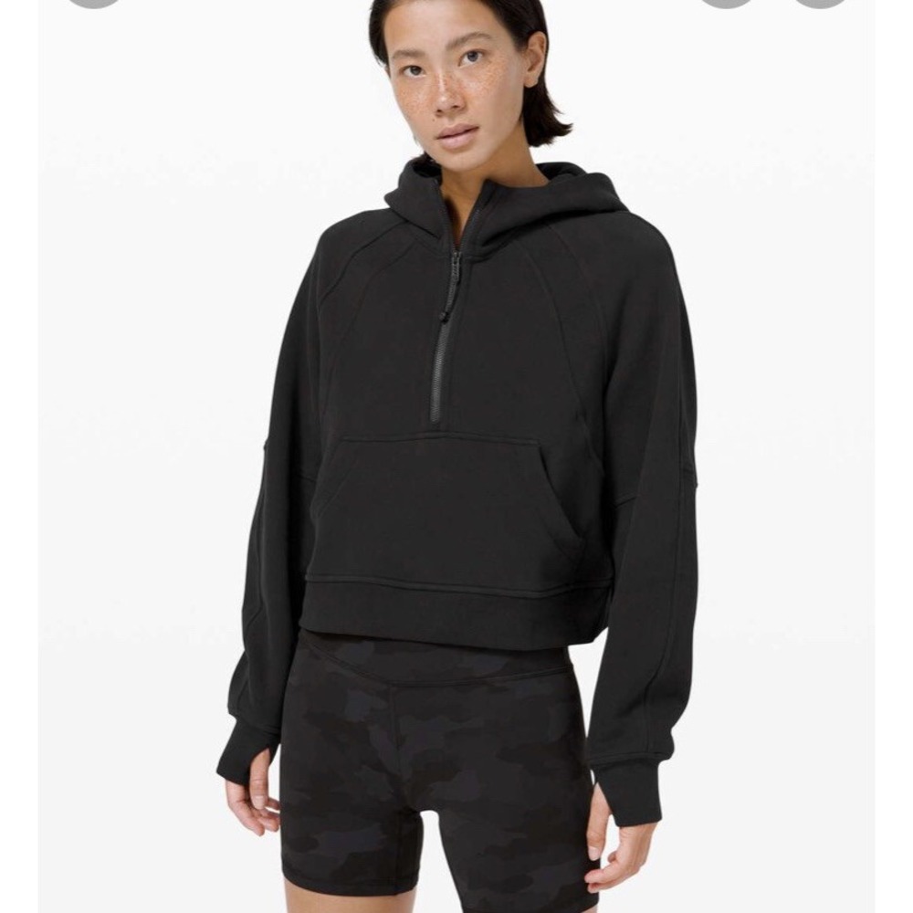 Lululemon Scuba Oversized crop Half Zip Hoodie Black yoga run gym sweatshirt